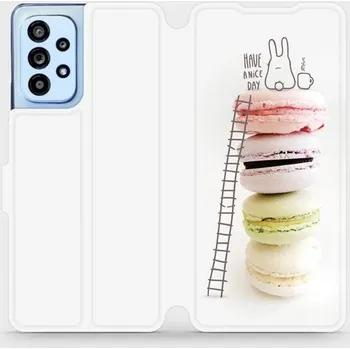 Pouzdro na mobilní telefon Flipové pouzdro Mobiwear - Samsung Galaxy A53 5G - M090P Makronky (Knížkové flip pouzdro, obal, kryt na mobil Samsung Galaxy A53 5G - M090P Makronky, materiál Umělá kůže + TPU - ochrana 360°, stojánek, silikonová vanička, magnetické zavírání)
