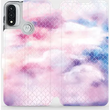 Pouzdro na mobilní telefon Flipové pouzdro Mobiwear - Motorola Moto E20 - MR02S Vodovkové obrazce (Knížkové flip pouzdro, obal, kryt na mobil Motorola Moto E20 - MR02S Vodovkové obrazce, materiál Umělá kůže + TPU - ochrana 360°, stojánek, silikonová vanička, magnetické zavírání)