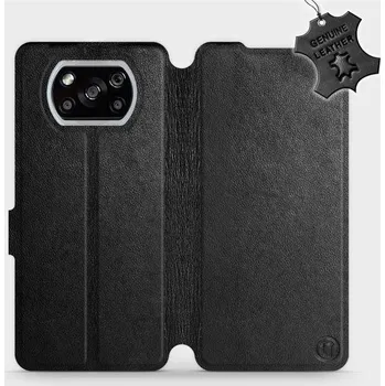 Pouzdro na mobilní telefon Kožené flip pouzdro Mobiwear - Xiaomi POCO X3 NFC - Černé (Kožené knížkové pouzdro, obal, kryt na mobil Xiaomi POCO X3 NFC, Černé, materiál Genuine Leather, ochrana 360°, stojánek, silikonová vanička, magnetické zavírání)