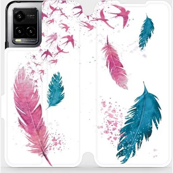 Pouzdro na mobilní telefon Flipové pouzdro Mobiwear - Vivo Y33s - MR08S Pírka (Knížkové flip pouzdro, obal, kryt na mobil Vivo Y33s - MR08S Pírka, materiál Umělá kůže + TPU - ochrana 360°, stojánek, silikonová vanička, magnetické zavírání)