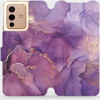 Pouzdro na mobilní telefon Flipové pouzdro Mobiwear - Vivo V23 5G - VP20S Fialový mramor (Knížkové flip pouzdro, obal, kryt na mobil Vivo V23 5G - VP20S Fialový mramor, materiál Umělá kůže + TPU - ochrana 360°, stojánek, silikonová vanička, magnetické zavírání)