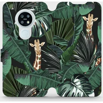 Pouzdro na mobilní telefon Flipové pouzdro Mobiwear - Nokia 6.2 - VP06P Žirafky (Knížkové flip pouzdro, obal, kryt na mobil Nokia 6.2 - VP06P Žirafky, materiál Umělá kůže + TPU - ochrana 360°, stojánek, silikonová vanička, magnetické zavírání)