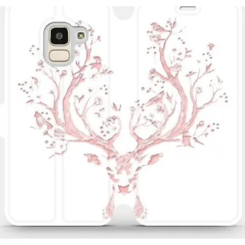 Pouzdro na mobilní telefon Flipové pouzdro Mobiwear - Samsung Galaxy J6 2018 - M007S Růžový jelínek (Knížkové flip pouzdro, obal, kryt na mobil Samsung Galaxy J6 2018 - M007S Růžový jelínek, materiál Umělá kůže + TPU - ochrana 360°, stojánek, silikonová vanička, magnetické zavírání