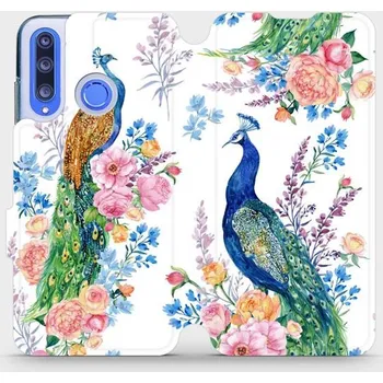Pouzdro na mobilní telefon Flipové pouzdro Mobiwear - Honor 20 Lite - MX08S Pávi (Knížkové flip pouzdro, obal, kryt na mobil Honor 20 Lite - MX08S Pávi, materiál Umělá kůže + TPU - ochrana 360°, stojánek, silikonová vanička, magnetické zavírání)