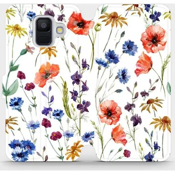 Pouzdro na mobilní telefon Flipové pouzdro Mobiwear - Samsung Galaxy A6 2018 - MP04S Luční kvítí (Knížkové flip pouzdro, obal, kryt na mobil Samsung Galaxy A6 2018 - MP04S Luční kvítí, materiál Umělá kůže + TPU - ochrana 360°, stojánek, silikonová vanička, magnetické zavírání)
