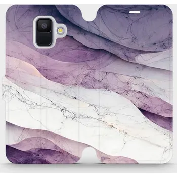 Pouzdro na mobilní telefon Flipové pouzdro Mobiwear - Samsung Galaxy A6 2018 - VP31S Bílý a fialový mramor (Knížkové flip pouzdro, obal, kryt na mobil Samsung Galaxy A6 2018 - VP31S Bílý a fialový mramor, materiál Umělá kůže + TPU - ochrana 360°, stojánek, silikonová vanička,)
