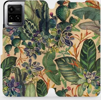 Pouzdro na mobilní telefon Flipové pouzdro Mobiwear - Vivo Y21s - VP05S Sukulenty (Knížkové flip pouzdro, obal, kryt na mobil Vivo Y21s - VP05S Sukulenty, materiál Umělá kůže + TPU - ochrana 360°, stojánek, silikonová vanička, magnetické zavírání)