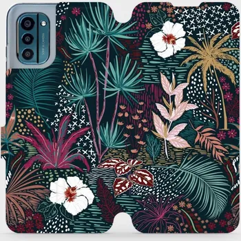 Pouzdro na mobilní telefon Flipové pouzdro Mobiwear - Nokia G21 / Nokia G11 - VP13S Temná flóra (Knížkové flip pouzdro, obal, kryt na mobil Nokia G21 / Nokia G11 - VP13S Temná flóra, materiál Umělá kůže + TPU - ochrana 360°, stojánek, silikonová vanička, magnetické zavírání)