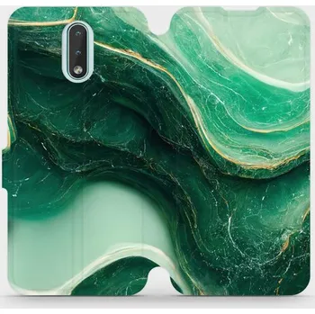 Pouzdro na mobilní telefon Flipové pouzdro Mobiwear - Nokia 2.3 - VP38S Zelený mramor (Knížkové flip pouzdro, obal, kryt na mobil Nokia 2.3 - VP38S Zelený mramor, materiál Umělá kůže + TPU - ochrana 360°, stojánek, silikonová vanička, magnetické zavírání)