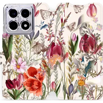 Pouzdro na mobilní telefon Flipové pouzdro Mobiwear - Xiaomi 14T - MP01S Rozkvetlá louka (Knížkové flip pouzdro, obal, kryt na mobil Xiaomi 14T - MP01S Rozkvetlá louka, materiál Umělá kůže + TPU - ochrana 360°, stojánek, silikonová vanička, magnetické zavírání)