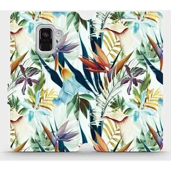 Pouzdro na mobilní telefon Flipové pouzdro Mobiwear - Samsung Galaxy A8 2018 - M071P Flóra (Knížkové flip pouzdro, obal, kryt na mobil Samsung Galaxy A8 2018 - M071P Flóra, materiál Umělá kůže + TPU - ochrana 360°, stojánek, silikonová vanička, magnetické zavírání)