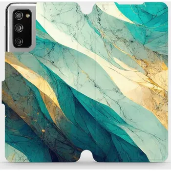 Pouzdro na mobilní telefon Flipové pouzdro Mobiwear - Samsung Galaxy S20 FE - VP37S Zlatavý a zelenkavý mramor (Knížkové flip pouzdro, obal, kryt na mobil Samsung Galaxy S20 FE - VP37S Zlatavý a zelenkavý mramor, materiál Umělá kůže + TPU - ochrana 360°, stojánek, silikonová vaničk