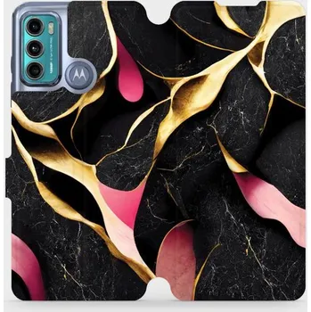Pouzdro na mobilní telefon Flipové pouzdro Mobiwear - Motorola Moto G60 - VP35S Černý a zlatavý mramor (Knížkové flip pouzdro, obal, kryt na mobil Motorola Moto G60 - VP35S Černý a zlatavý mramor, materiál Umělá kůže + TPU - ochrana 360°, stojánek, silikonová vanička, magnetické)