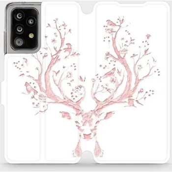 Pouzdro na mobilní telefon Flipové pouzdro Mobiwear - Samsung Galaxy A52 5G / A52s 5G - M007S Růžový jelínek (Knížkové flip pouzdro, obal, kryt na mobil Samsung Galaxy A52 5G / A52s 5G - M007S Růžový jelínek, materiál Umělá kůže + TPU - ochrana 360°, stojánek, silikonová vanička,)