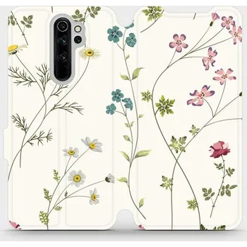 Pouzdro na mobilní telefon Flipové pouzdro Mobiwear - Xiaomi Redmi Note 8 Pro - MD03S Tenké rostlinky s květy (Knížkové flip pouzdro, obal, kryt na mobil Xiaomi Redmi Note 8 Pro - MD03S Tenké rostlinky s květy, materiál Umělá kůže + TPU - ochrana 360°, stojánek, silikonová vanička,