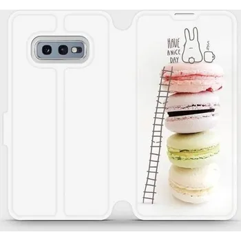 Pouzdro na mobilní telefon Flipové pouzdro Mobiwear - Samsung Galaxy S10e - M090P Makronky - have a nice day (Knížkové flip pouzdro, obal, kryt na mobil Samsung Galaxy S10e - M090P Makronky - have a nice day, materiál Umělá kůže + TPU - ochrana 360°, stojánek, silikonová vanička,)