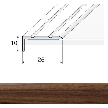 SH Profil, s.r.o. Effector A31D Schodová hrana 25x10, samolepící, dekory dřeva délka 90cm Dekor: Teak indický