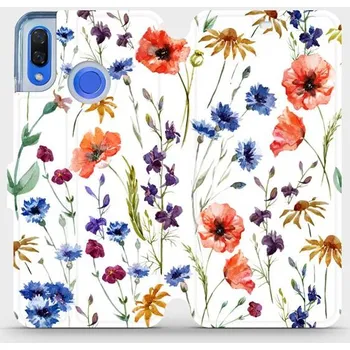 Pouzdro na mobilní telefon Flipové pouzdro Mobiwear - Huawei Nova 3 - MP04S Luční kvítí (Knížkové flip pouzdro, obal, kryt na mobil Huawei Nova 3 - MP04S Luční kvítí, materiál Umělá kůže + TPU - ochrana 360°, stojánek, silikonová vanička, magnetické zavírání)