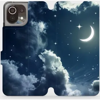 Pouzdro na mobilní telefon Flipové pouzdro Mobiwear - Xiaomi 11 Lite 5G NE - V145P Noční obloha s měsícem (Knížkové flip pouzdro, obal, kryt na mobil Xiaomi 11 Lite 5G NE - V145P Noční obloha s měsícem, materiál Umělá kůže + TPU - ochrana 360°, stojánek, silikonová vanička,)