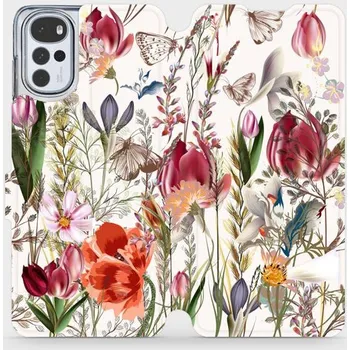 Pouzdro na mobilní telefon Flipové pouzdro Mobiwear - Motorola Moto G22 - MP01S Rozkvetlá louka (Knížkové flip pouzdro, obal, kryt na mobil Motorola Moto G22 - MP01S Rozkvetlá louka, materiál Umělá kůže + TPU - ochrana 360°, stojánek, silikonová vanička, magnetické zavírání)