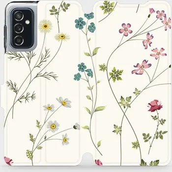 Pouzdro na mobilní telefon Flipové pouzdro Mobiwear - Samsung Galaxy M52 5G - MD03S Tenké rostlinky s květy (Knížkové flip pouzdro, obal, kryt na mobil Samsung Galaxy M52 5G - MD03S Tenké rostlinky s květy, materiál Umělá kůže + TPU - ochrana 360°, stojánek, silikonová vanička,)