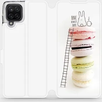 Pouzdro na mobilní telefon Flipové pouzdro Mobiwear - Samsung Galaxy A12 - M090P Makronky - have a nice day (Knížkové flip pouzdro, obal, kryt na mobil Samsung Galaxy A12 - M090P Makronky - have a nice day, materiál Umělá kůže + TPU - ochrana 360°, stojánek, silikonová vanička,)