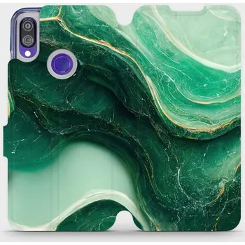 Pouzdro na mobilní telefon Flipové pouzdro Mobiwear - Xiaomi Redmi Note 7 - VP38S Zelený mramor (Knížkové flip pouzdro, obal, kryt na mobil Xiaomi Redmi Note 7 - VP38S Zelený mramor, materiál Umělá kůže + TPU - ochrana 360°, stojánek, silikonová vanička, magnetické zavírání)