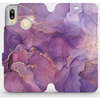 Pouzdro na mobilní telefon Flipové pouzdro Mobiwear - Huawei P20 Lite - VP20S Fialový mramor (Knížkové flip pouzdro, obal, kryt na mobil Huawei P20 Lite - VP20S Fialový mramor, materiál Umělá kůže + TPU - ochrana 360°, stojánek, silikonová vanička, magnetické zavírání)