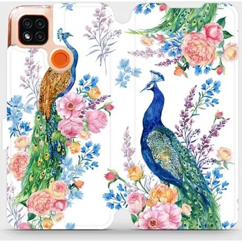 Pouzdro na mobilní telefon Flipové pouzdro Mobiwear - Xiaomi Redmi 9C - MX08S Pávi (Knížkové flip pouzdro, obal, kryt na mobil Xiaomi Redmi 9C - MX08S Pávi, materiál Umělá kůže + TPU - ochrana 360°, stojánek, silikonová vanička, magnetické zavírání)