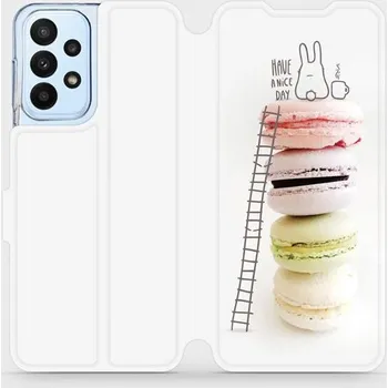 Pouzdro na mobilní telefon Flipové pouzdro Mobiwear - Samsung Galaxy A23 / A23 5G M090P Makronky (Knížkové flip pouzdro, obal, kryt na mobil Samsung Galaxy A23 / A23 5G M090P Makronky, materiál Umělá kůže + TPU - ochrana 360°, stojánek, silikonová vanička, magnetické zavírání)