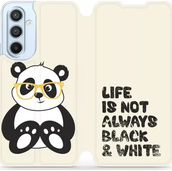 Pouzdro na mobilní telefon Flipové pouzdro Mobiwear - Samsung Galaxy A54 5G - M041S Panda - life is not (Knížkové flip pouzdro, obal, kryt na mobil Samsung Galaxy A54 5G - M041S Panda - life is not, materiál Umělá kůže + TPU - ochrana 360°, stojánek, silikonová vanička, magnetické)