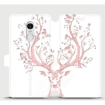 Pouzdro na mobilní telefon Flipové pouzdro Mobiwear - Xiaomi Redmi Note 4 Global - M007S Růžový jelínek (Knížkové flip pouzdro, obal, kryt na mobil Xiaomi Redmi Note 4 Global - M007S Růžový jelínek, materiál Umělá kůže + TPU - ochrana 360°, stojánek, silikonová vanička, magnetické)