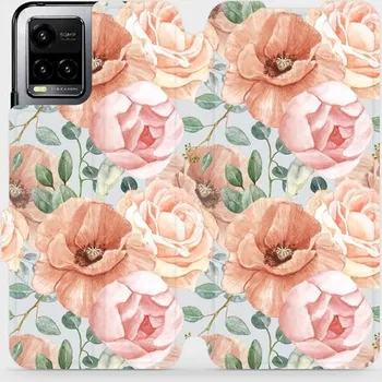 Pouzdro na mobilní telefon Flipové pouzdro Mobiwear - Vivo Y33s - MP02S Pastelové květy (Knížkové flip pouzdro, obal, kryt na mobil Vivo Y33s - MP02S Pastelové květy, materiál Umělá kůže + TPU - ochrana 360°, stojánek, silikonová vanička, magnetické zavírání)