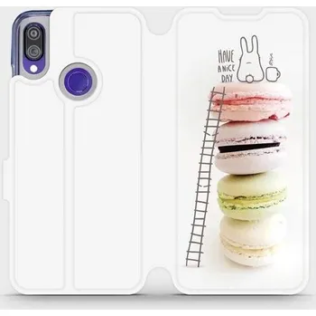 Pouzdro na mobilní telefon Flipové pouzdro Mobiwear - Xiaomi Redmi Note 7 - M090P Makronky - have a nice day (Knížkové flip pouzdro, obal, kryt na mobil Xiaomi Redmi Note 7 - M090P Makronky - have a nice day, materiál Umělá kůže + TPU - ochrana 360°, stojánek, silikonová vanička,)