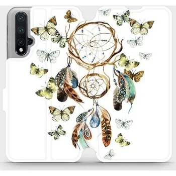 Pouzdro na mobilní telefon Flipové pouzdro Mobiwear - Honor 20 - M001P Lapač a motýlci (Knížkové flip pouzdro, obal, kryt na mobil Honor 20 - M001P Lapač a motýlci, materiál Umělá kůže + TPU - ochrana 360°, stojánek, silikonová vanička, magnetické zavírání)