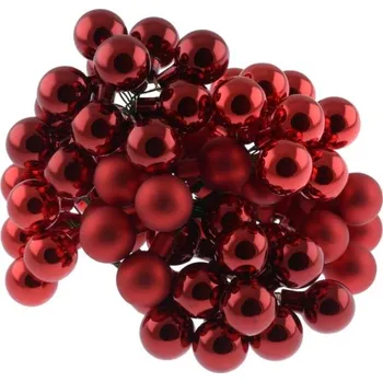 Vánoční dekorace Baňky na drátku 2cm, 72ks ČERVENÉ