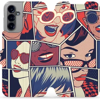 Pouzdro na mobilní telefon Flipové pouzdro Mobiwear - Samsung Galaxy A14 LTE / 5G - VP18P Komiks (Knížkové flip pouzdro, obal, kryt na mobil Samsung Galaxy A14 LTE / 5G - VP18P Komiks, materiál Umělá kůže + TPU - ochrana 360°, stojánek, silikonová vanička, magnetické zavírání)