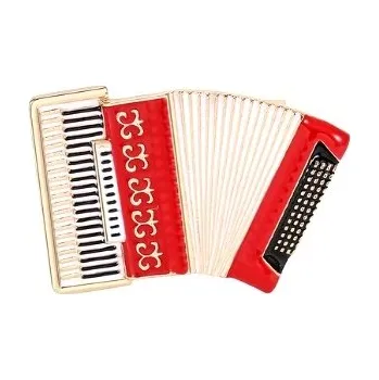 Brož ve tvaru červeného akordeonu