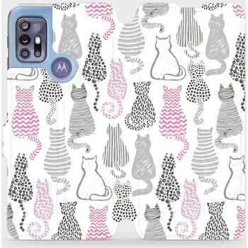 Pouzdro na mobilní telefon Flipové pouzdro Mobiwear - Motorola Moto G30 - MX01S Kočičí zádíčka (Knížkové flip pouzdro, obal, kryt na mobil Motorola Moto G30 - MX01S Kočičí zádíčka, materiál Umělá kůže + TPU - ochrana 360°, stojánek, silikonová vanička, magnetické zavírání)