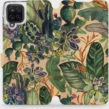 Pouzdro na mobilní telefon Flipové pouzdro Mobiwear - Samsung Galaxy A12 - VP05S Sukulenty (Knížkové flip pouzdro, obal, kryt na mobil Samsung Galaxy A12 - VP05S Sukulenty, materiál Umělá kůže + TPU - ochrana 360°, stojánek, silikonová vanička, magnetické zavírání)