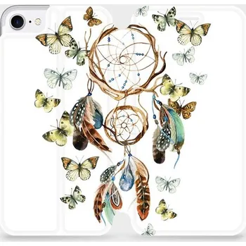 Pouzdro na mobilní telefon Flipové pouzdro Mobiwear - Apple iPhone SE 2020 / SE 2022 - M001P Lapač a motýlci (Knížkové flip pouzdro, obal, kryt na mobil Apple iPhone SE 2020 / SE 2022 - M001P Lapač a motýlci, materiál Umělá kůže + TPU - ochrana 360°, stojánek, silikonová vanička,)