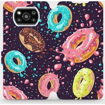 Pouzdro na mobilní telefon Flipové pouzdro Mobiwear - Xiaomi POCO X3 Pro - VP19S Donutky (Knížkové flip pouzdro, obal, kryt na mobil Xiaomi POCO X3 Pro - VP19S Donutky, materiál Umělá kůže + TPU - ochrana 360°, stojánek, silikonová vanička, magnetické zavírání)