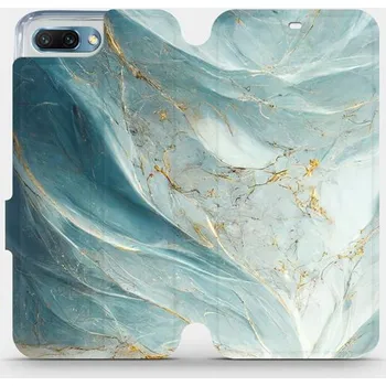 Pouzdro na mobilní telefon Flipové pouzdro Mobiwear - Honor 10 - VP34S Zelenkavý a zlatavý mramor (Knížkové flip pouzdro, obal, kryt na mobil Honor 10 - VP34S Zelenkavý a zlatavý mramor, materiál Umělá kůže + TPU - ochrana 360°, stojánek, silikonová vanička, magnetické zavírání)