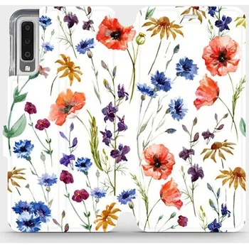 Pouzdro na mobilní telefon Flipové pouzdro Mobiwear - Samsung Galaxy A7 2018 - MP04S Luční kvítí (Knížkové flip pouzdro, obal, kryt na mobil Samsung Galaxy A7 2018 - MP04S Luční kvítí, materiál Umělá kůže + TPU - ochrana 360°, stojánek, silikonová vanička, magnetické zavírání)