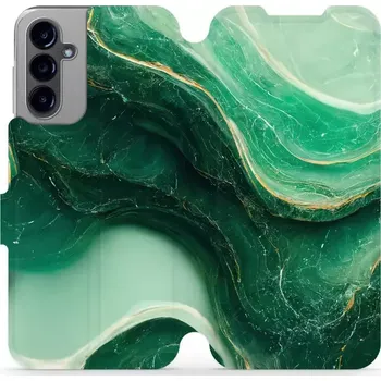 Pouzdro na mobilní telefon Flipové pouzdro Mobiwear - Samsung Galaxy A14 LTE / 5G - VP38S Zelený mramor (Knížkové flip pouzdro, obal, kryt na mobil Samsung Galaxy A14 LTE / 5G - VP38S Zelený mramor, materiál Umělá kůže + TPU - ochrana 360°, stojánek, silikonová vanička, magnetické)