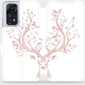 Pouzdro na mobilní telefon Flipové pouzdro Mobiwear - Xiaomi Redmi Note 11 / 11S - M007S Růžový jelínek (Knížkové flip pouzdro, obal, kryt na mobil Xiaomi Redmi Note 11 / 11S - M007S Růžový jelínek, materiál Umělá kůže + TPU - ochrana 360°, stojánek, silikonová vanička, magnetické)