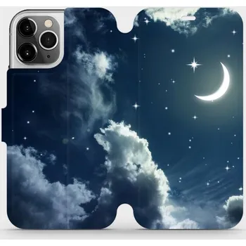 Pouzdro na mobilní telefon Flipové pouzdro Mobiwear - Apple iPhone 12 Pro - V145P Noční obloha s měsícem (Knížkové flip pouzdro, obal, kryt na mobil Apple iPhone 12 Pro - V145P Noční obloha s měsícem, materiál Umělá kůže + TPU - ochrana 360°, stojánek, silikonová vanička, magnetick