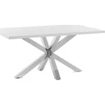 Bílý jídelní stůl Kave Home Argo 160 x 100 cm s nerezovou podnoží