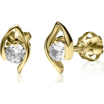 Náušnice Luxur, Neotřelé peckové náušnice Brielle, žluté zlato se zirkony, 585-53-3-1187.0Z00.0.00.001.05