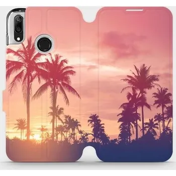 Pouzdro na mobilní telefon Flipové pouzdro Mobiwear - Huawei Y7 2019 - M134P Palmy a růžová obloha (Knížkové flip pouzdro, obal, kryt na mobil Huawei Y7 2019 - M134P Palmy a růžová obloha, materiál Umělá kůže + TPU - ochrana 360°, stojánek, silikonová vanička, magnetické zavírání)